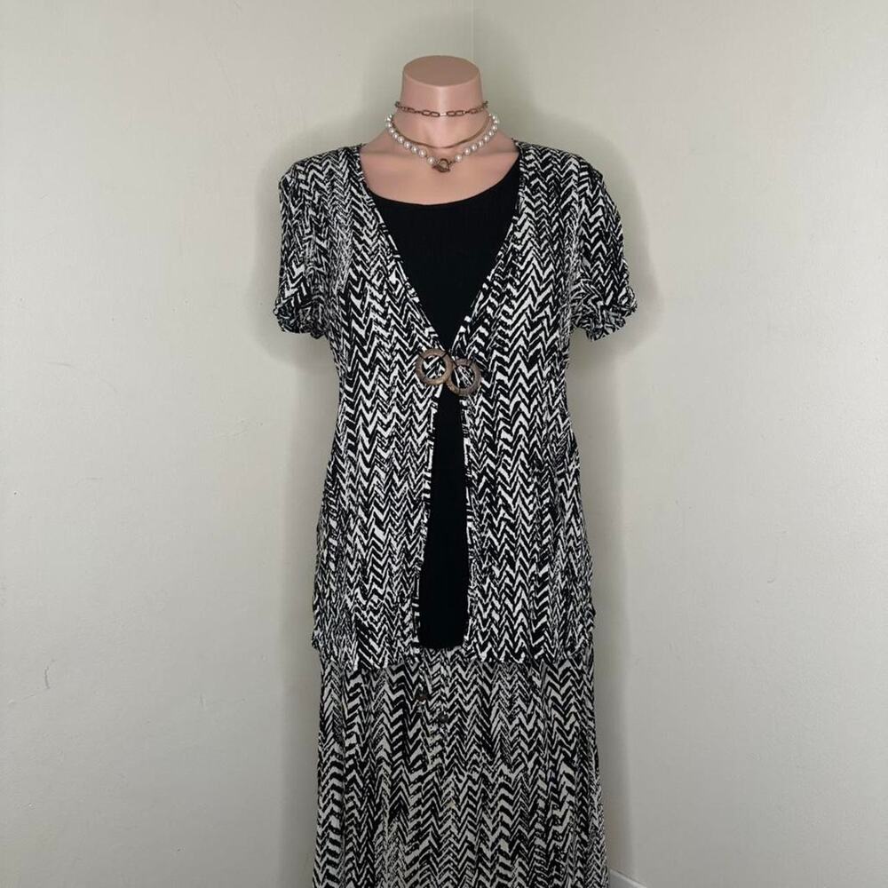Womens Skirt Set Medium Black Maxi A-Line 2 Piece Dress Whimsical Goth VTG Y2K